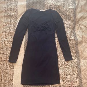 Lush Size XS - Navy Layered Neckline Long Sleeve Mini Dress